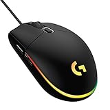 Logitech G203 Wired Gaming Mouse, 8,000 DPI, Rainbow Optical Effect LIGHTSYNC RGB, 6 Programmable Buttons, On-Board Memory, Screen Mapping, PC/Mac Computer and Laptop Compatible - Black