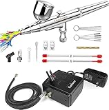 Gocheer 30PSI Airbrush Kit with Compressor Dual Action Mini Air Brush Kit Airbrush Gun Set with 0.2/0.3/0.5mm Nozzle Multi-Function Airbrush Gun Set for Painting Makeup Arts Nails Cake Decor Craft