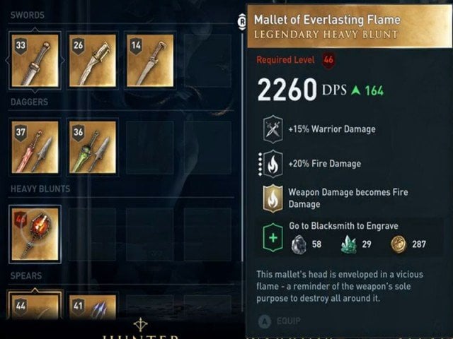 assassins creed odyssey mallet of everlasting flame